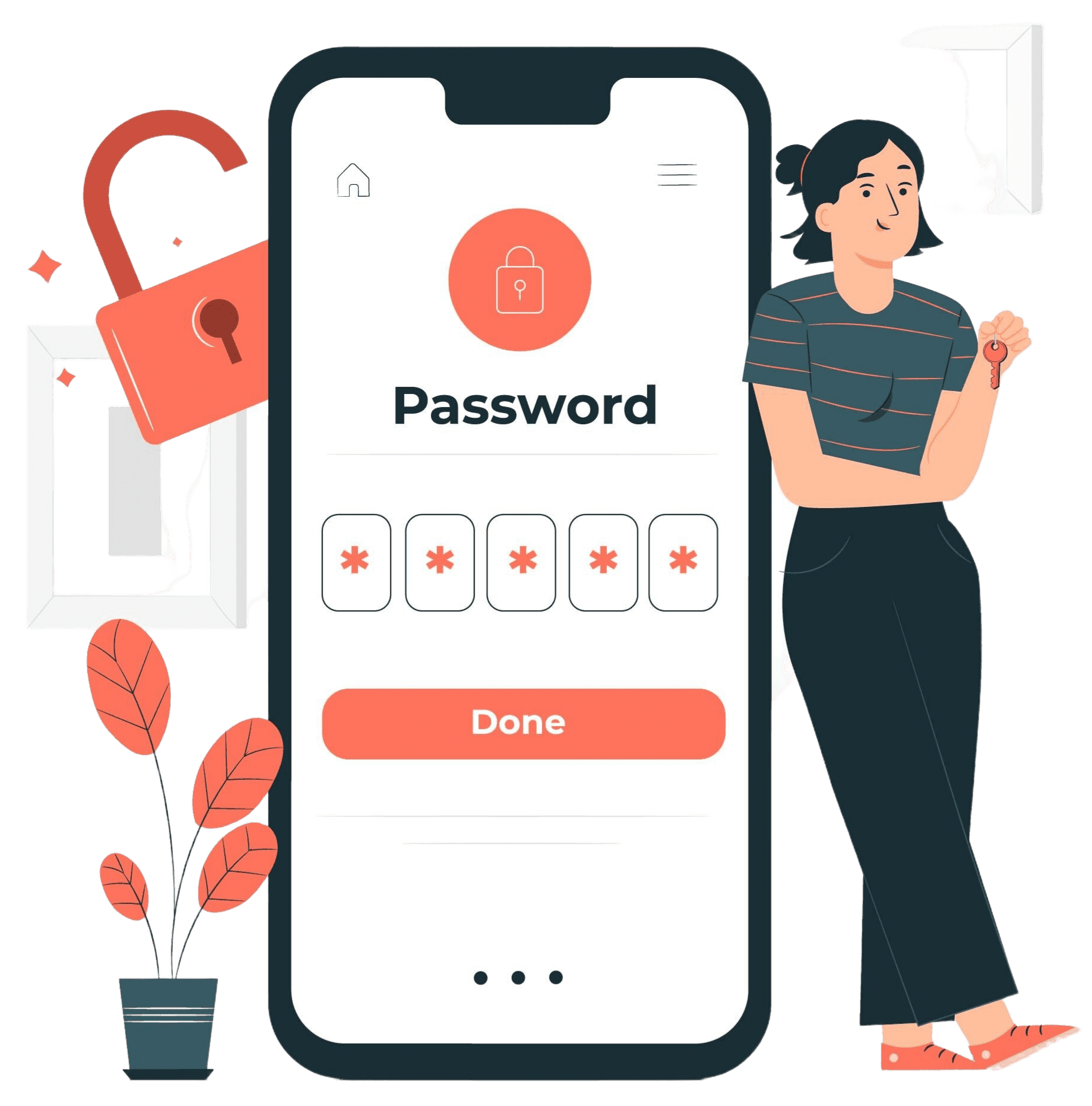 woman activating security system