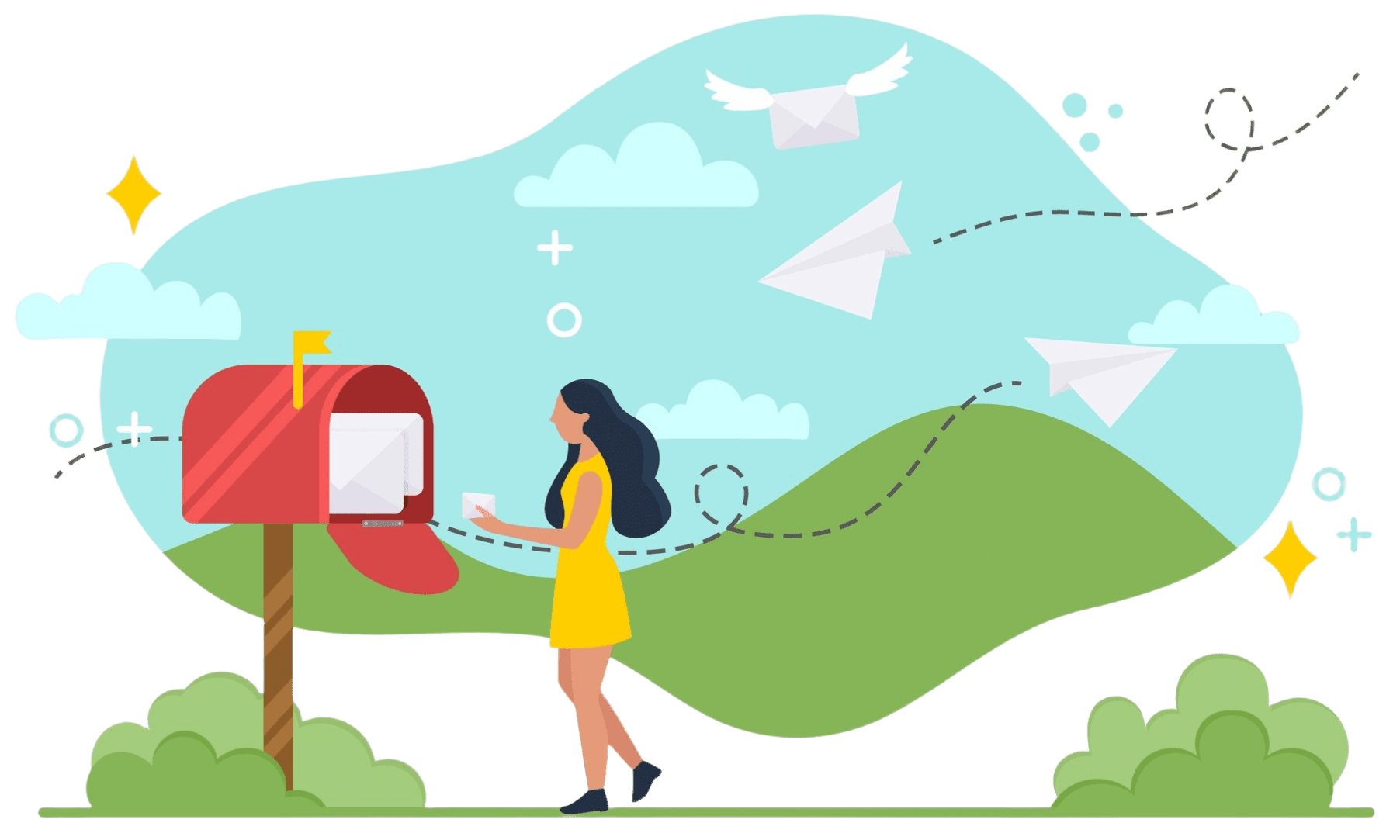 woman going to mailbox