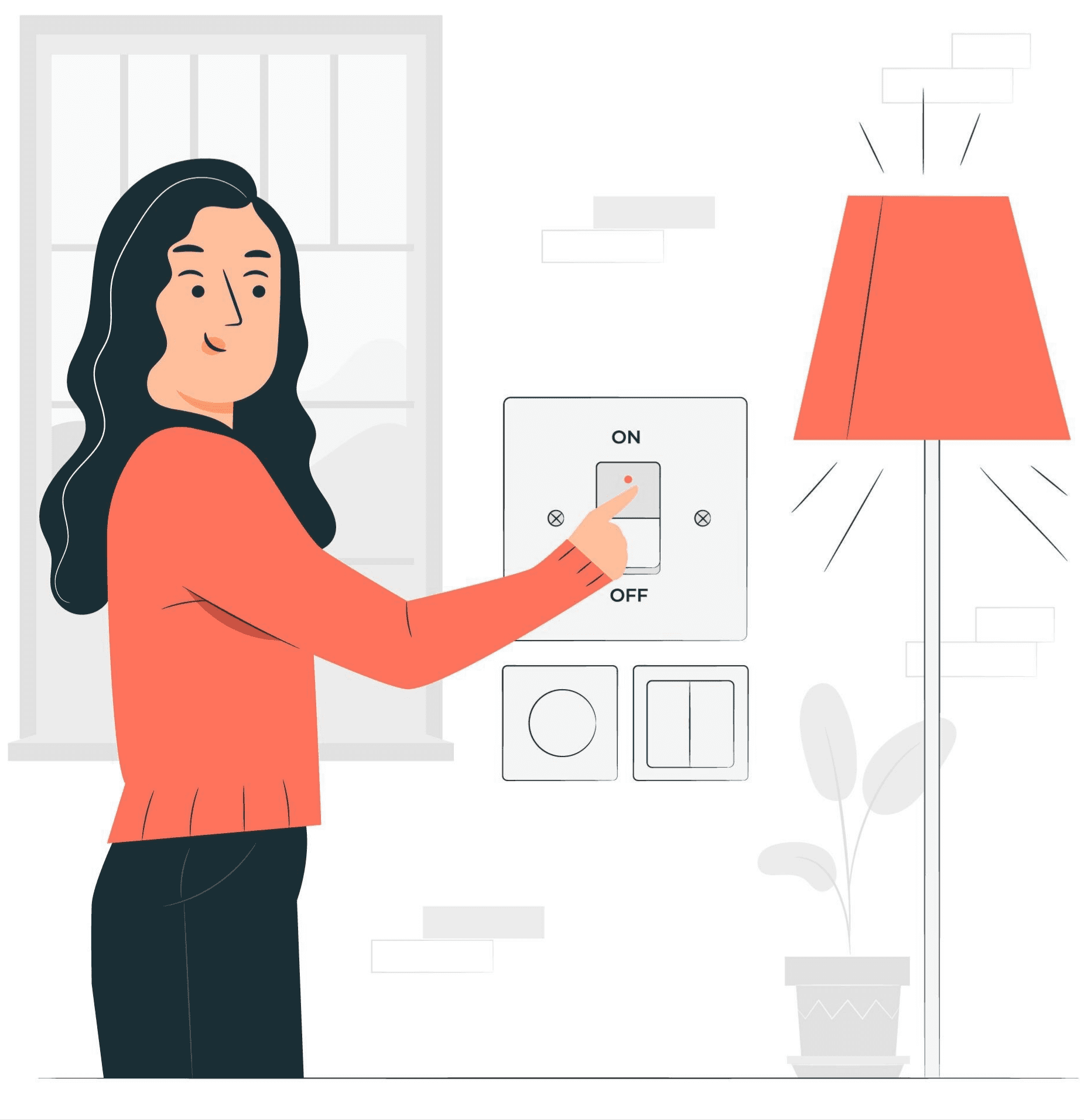 woman turning on lights