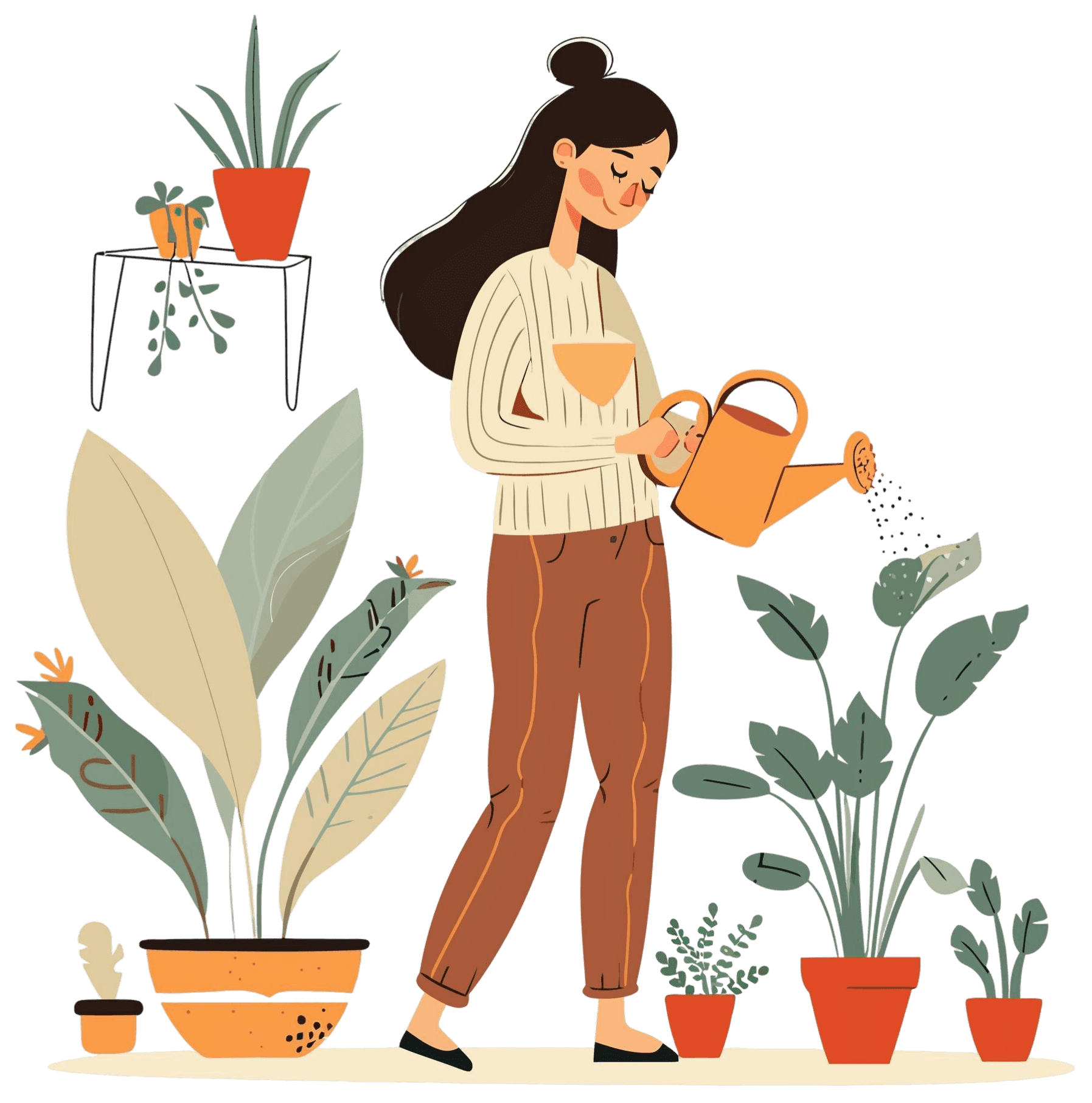 woman watering plants